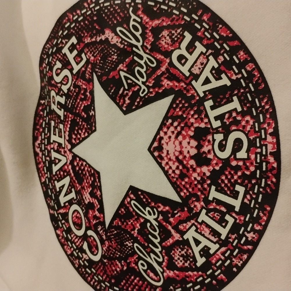 Converse White Hoodie with Large Chuck Taylor Front Logo - Picture 3 of 5